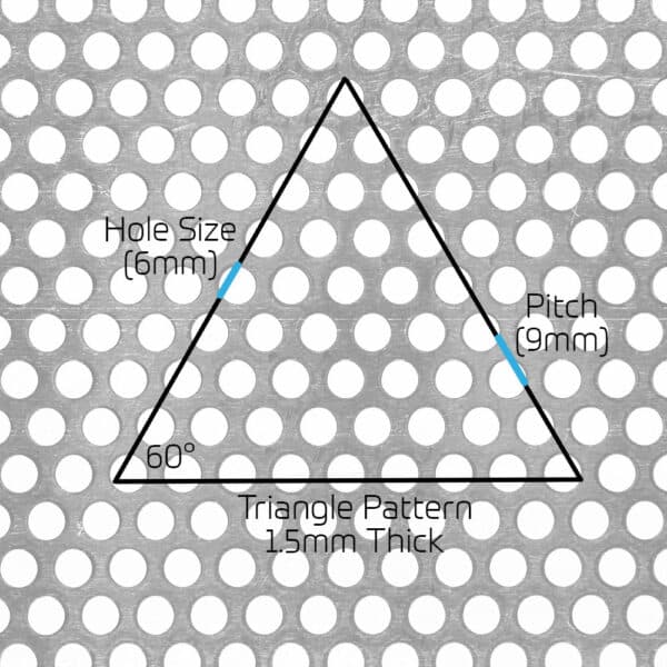 Aluminium 6mm Round Hole Perforated Mesh x 9mm Pitch x 1.5mm Thick Image