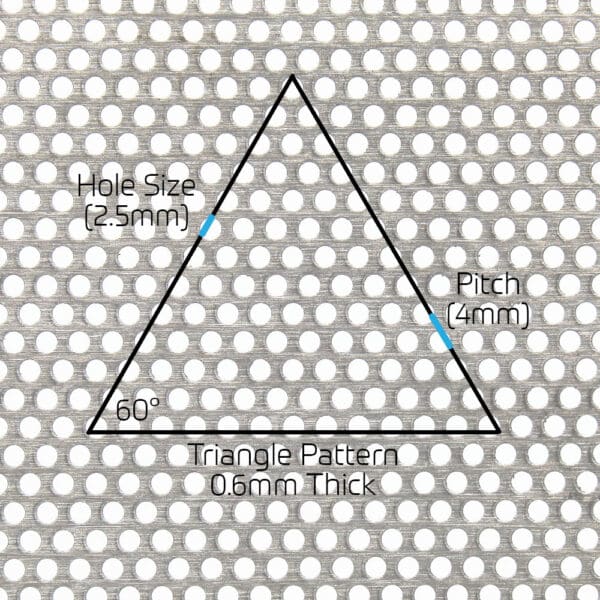 Stainless Steel 2.5mm Round Hole Perforated Mesh x 4mm Pitch x 0.6mm Thick Image