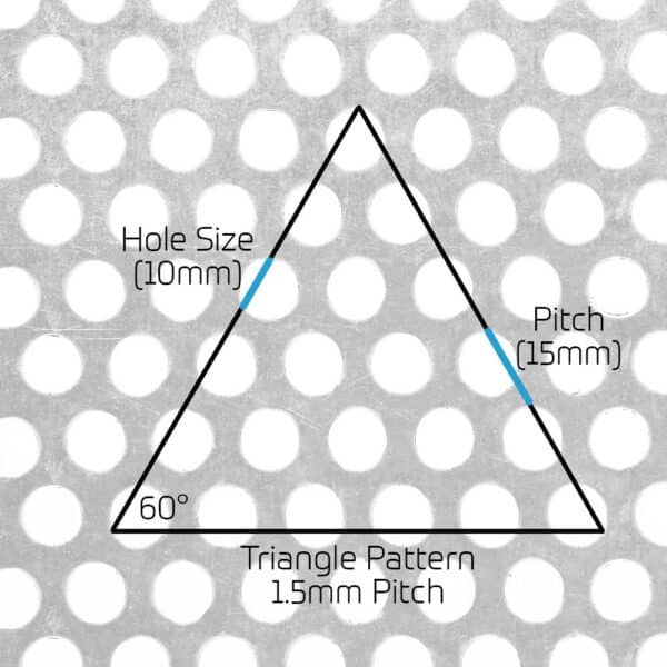 Galvanised Steel 10mm Round Hole Perforated Mesh x 15mm Pitch x 1.5mm Thick Image