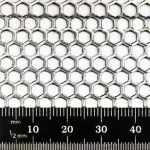 Galvanised Steel 3.5mm Hex Hole Perforated Mesh x 4.5mm Pitch x 1mm Thick Image