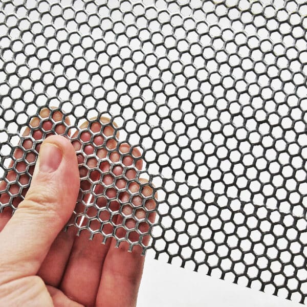 Galvanised Steel 3.5mm Hex Hole Perforated Mesh x 4.5mm Pitch x 1mm Thick Image