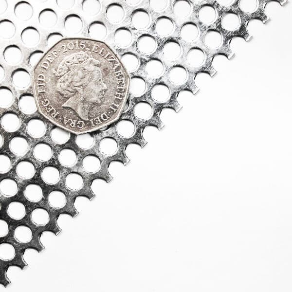 Galvanised Steel 5mm Round Hole Perforated Mesh x 8mm Pitch x 1mm Thick Image