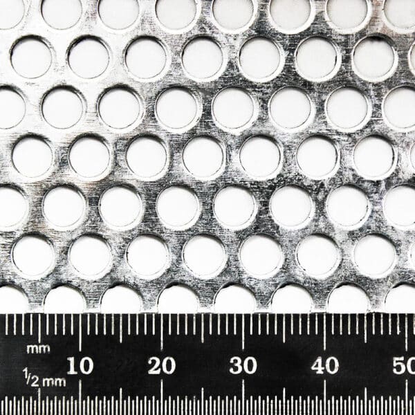 Galvanised Steel 5mm Round Hole Perforated Mesh x 8mm Pitch x 1mm Thick Image