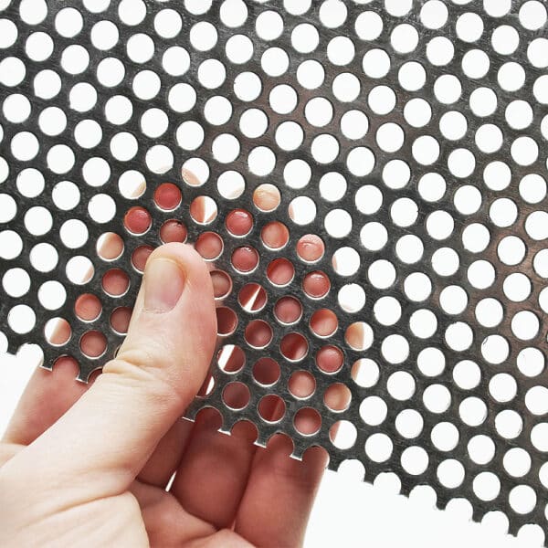 Galvanised Steel 5mm Round Hole Perforated Mesh x 8mm Pitch x 1mm Thick Image