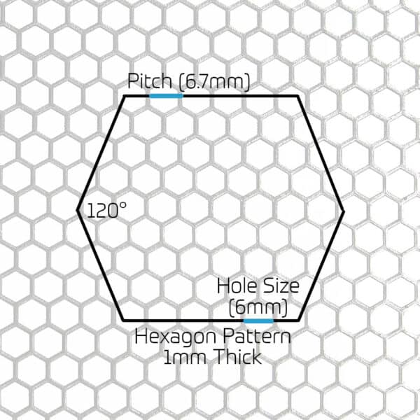 Galvanised Steel 6mm Hex Hole Perforated Mesh x 6.7mm Pitch x 1mm Thick Image