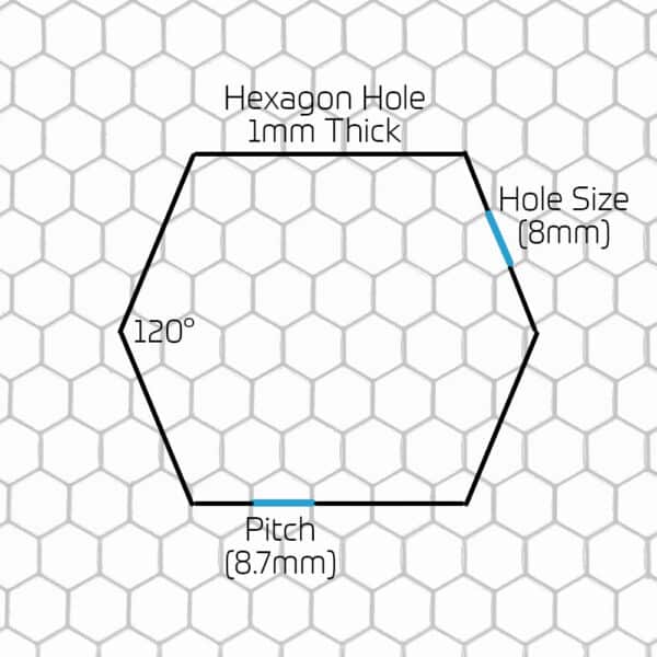 Galvanised Steel 8mm Hex Hole Perforated Mesh x 8.7mm Pitch x 1mm Thick Image