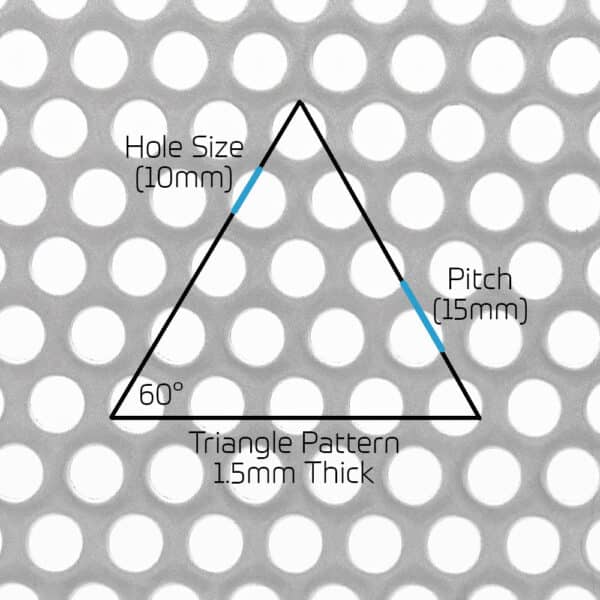 Mild Steel 10mm Round Perforated Mesh x 15mm Pitch x 1.5mm Thick Image