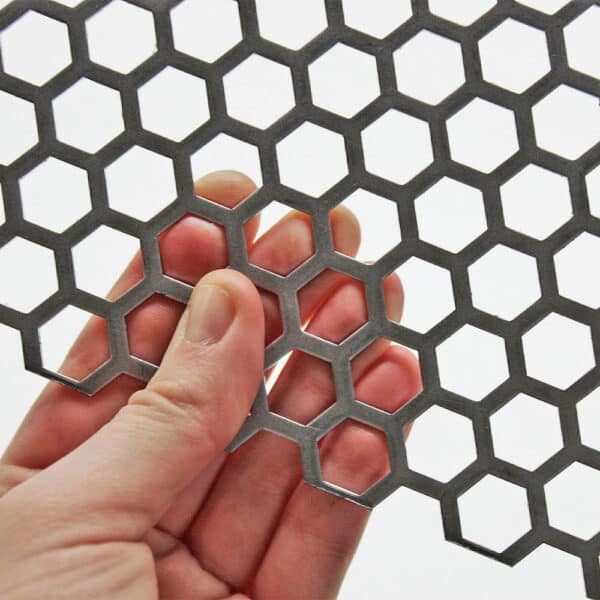 Mild Steel 11mm Hex Hole Perforated Mesh x 14mm Pitch x 1mm Thick Image