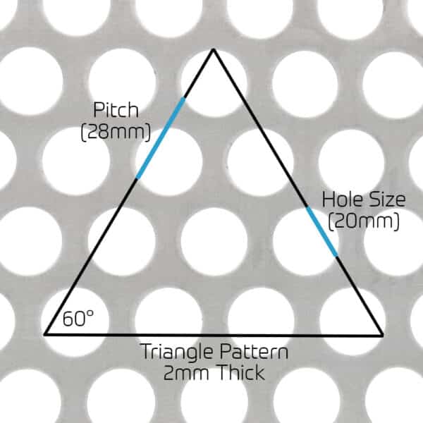 Mild Steel 20mm Round Hole Perforated Mesh x 28mm Pitch x 2mm Thick Image