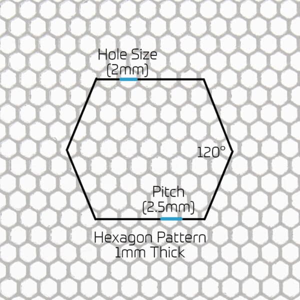 Mild Steel 2mm Hex Hole Perforated Mesh x 2.5mm Pitch x 1mm Thick Image