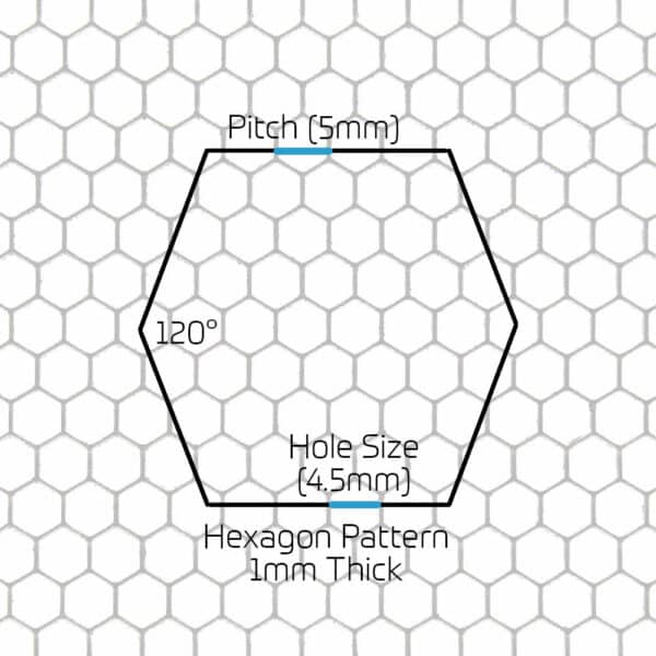 Mild Steel 4.5mm Hex Hole Perforated Mesh x 5mm Pitch x 1mm Thick Image