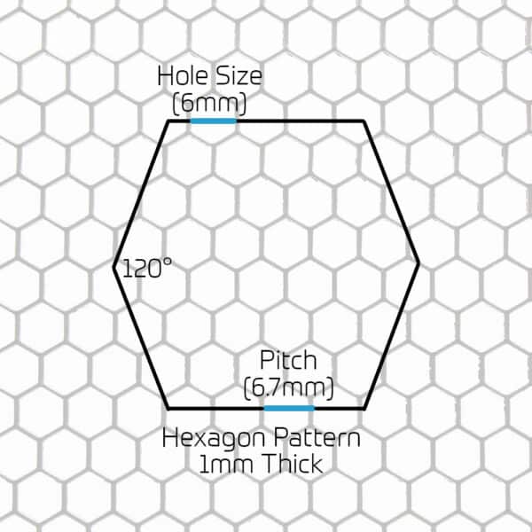 Mild Steel 6mm Hex Hole Perforated Mesh x 6.7mm Pitch x 1mm Thick Image