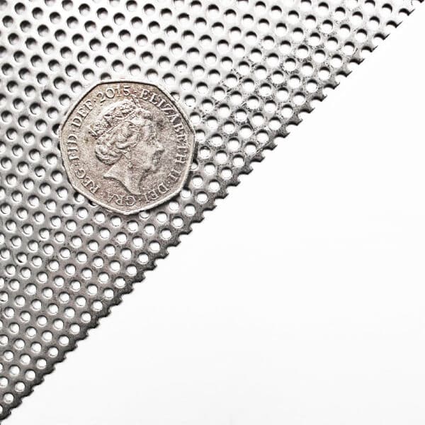 Stainless Steel 304 2mm Round Hole Perforated Mesh x 3.5mm Pitch x 1mm Thick Image