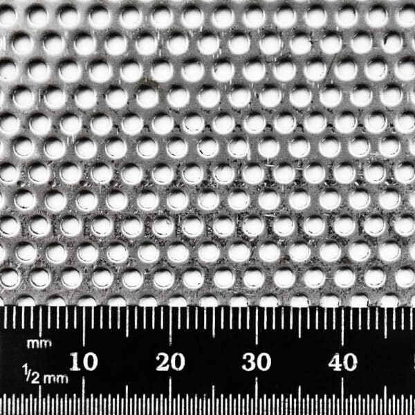 Stainless Steel 304 2mm Round Hole Perforated Mesh x 3.5mm Pitch x 1mm Thick Image