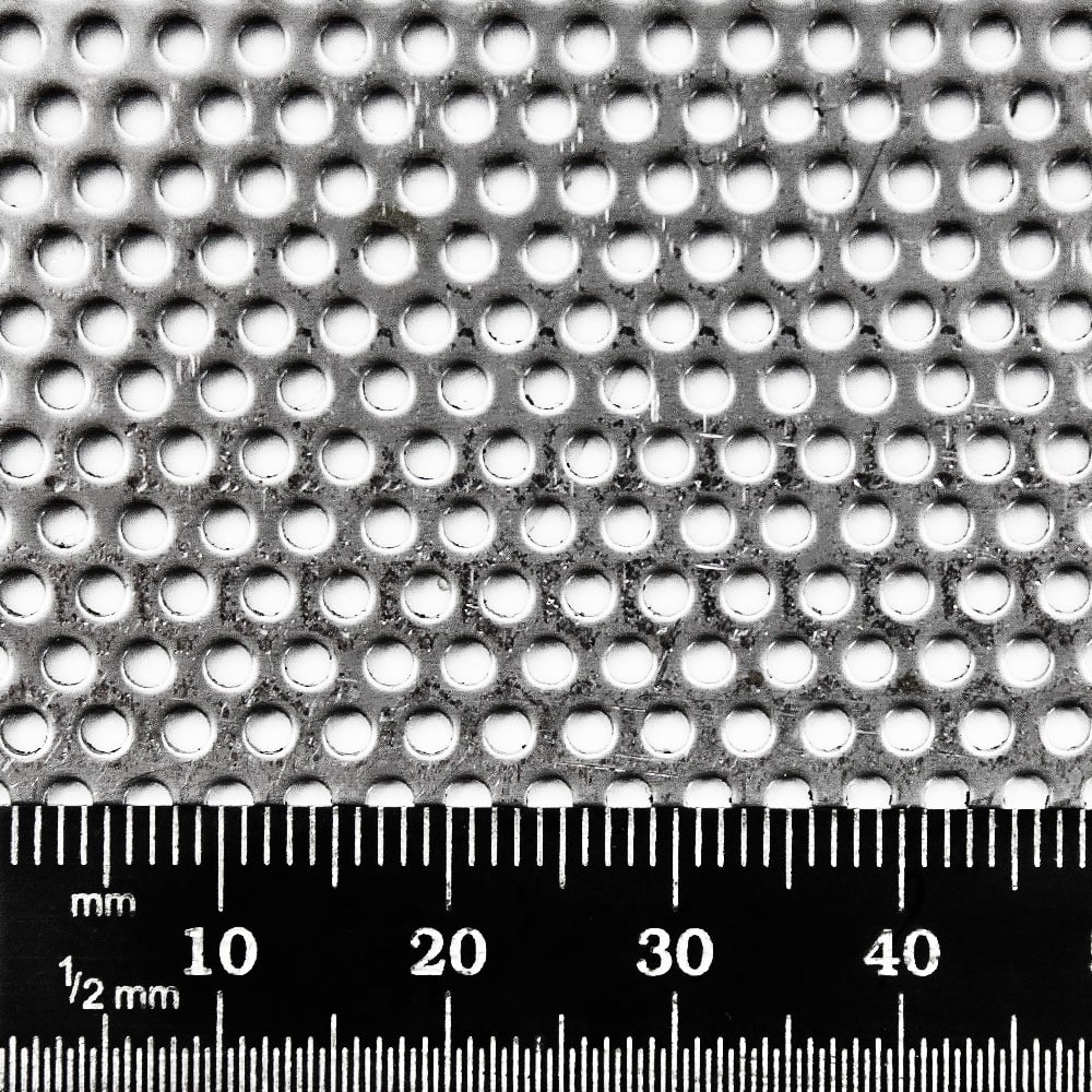 2mm Round Perforated Mesh Stainless Steel  3.5mm Pitch x 1mm Thick -  Speciality Metals
