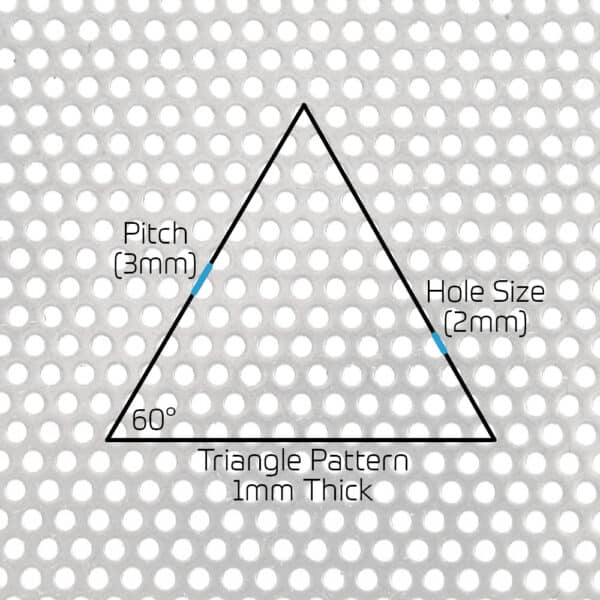 Stainless Steel 304 2mm Round Hole Perforated Mesh x 3mm Pitch x 1mm Thick Image