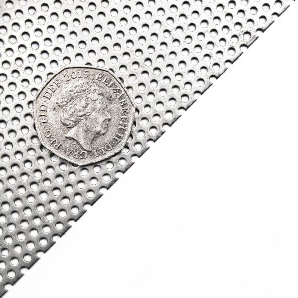 Stainless Steel 304 2mm Round Hole Perforated Mesh x 3mm Pitch x 1mm Thick Image