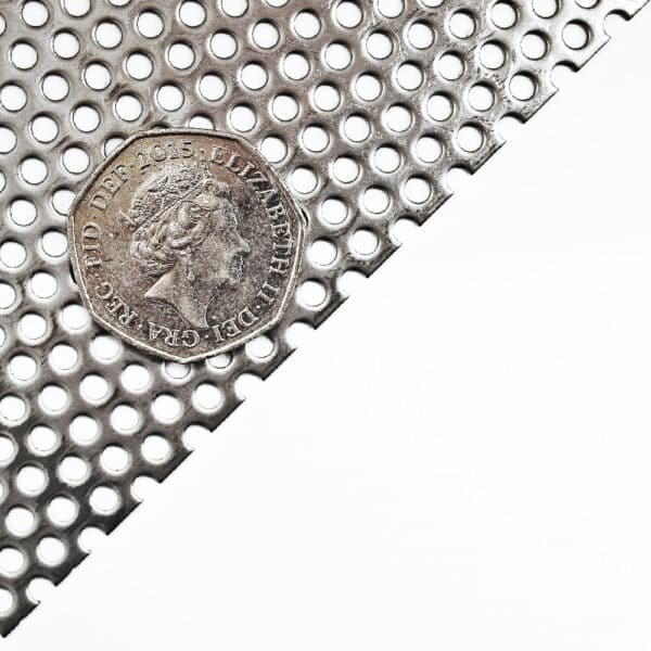 Stainless Steel 304 3mm Round Hole Perforated Mesh x 4.5mm Pitch x 1.2mm Thick Image