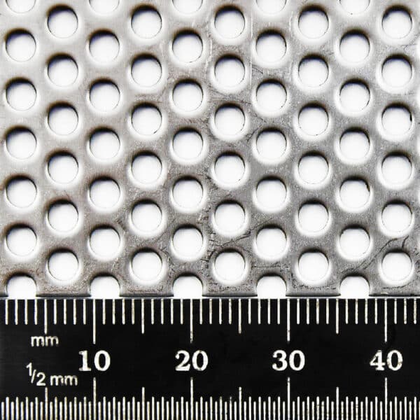 Stainless Steel 304 3mm Round Hole Perforated Mesh x 4.5mm Pitch x 1.2mm Thick Image