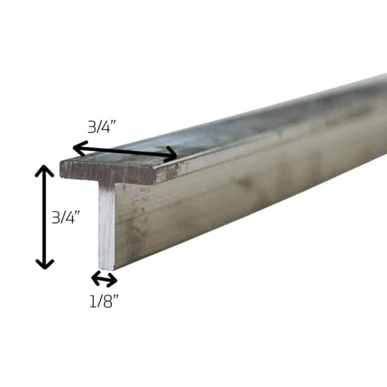 Aluminium T Bar Section 3/4" x 1/8" (3.2mm) Wall Speciality Metals