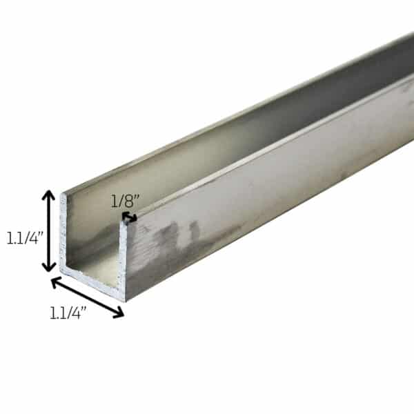 Aluminium 1.1-4 Inch x 1.1-4 Inch x 1-8 Thick U Channel Image