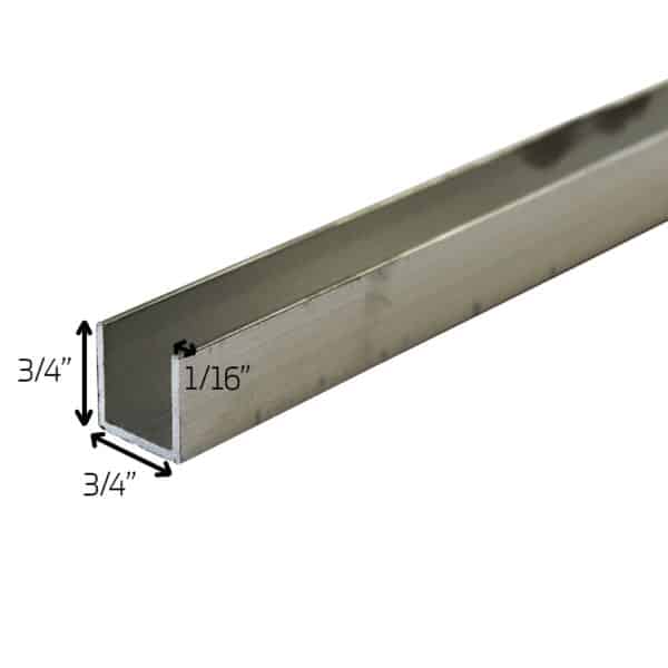 Aluminium 3-4 Inch x 3-4 Inch x 1-16 Thick U Channel Image